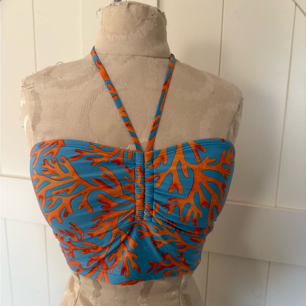 Blue and Orange  coral bathing suit brand new